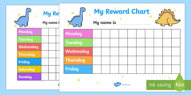 My Reward Chart (Dinosaurs) - my reward chart, dinosaurs, chart 