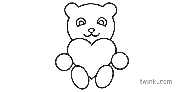 How To Draw A Valentines Bear Ks Black And White Rgb Illustration