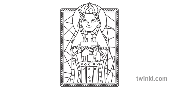 St Helen Coloring Page Black And White Rgb Ver 1 Illustration Twinkl