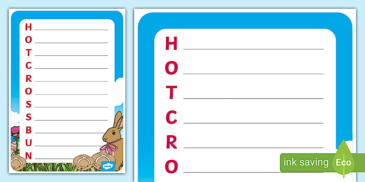 Hot Cross Buns Acrostic Poem Template Easter Twinkl