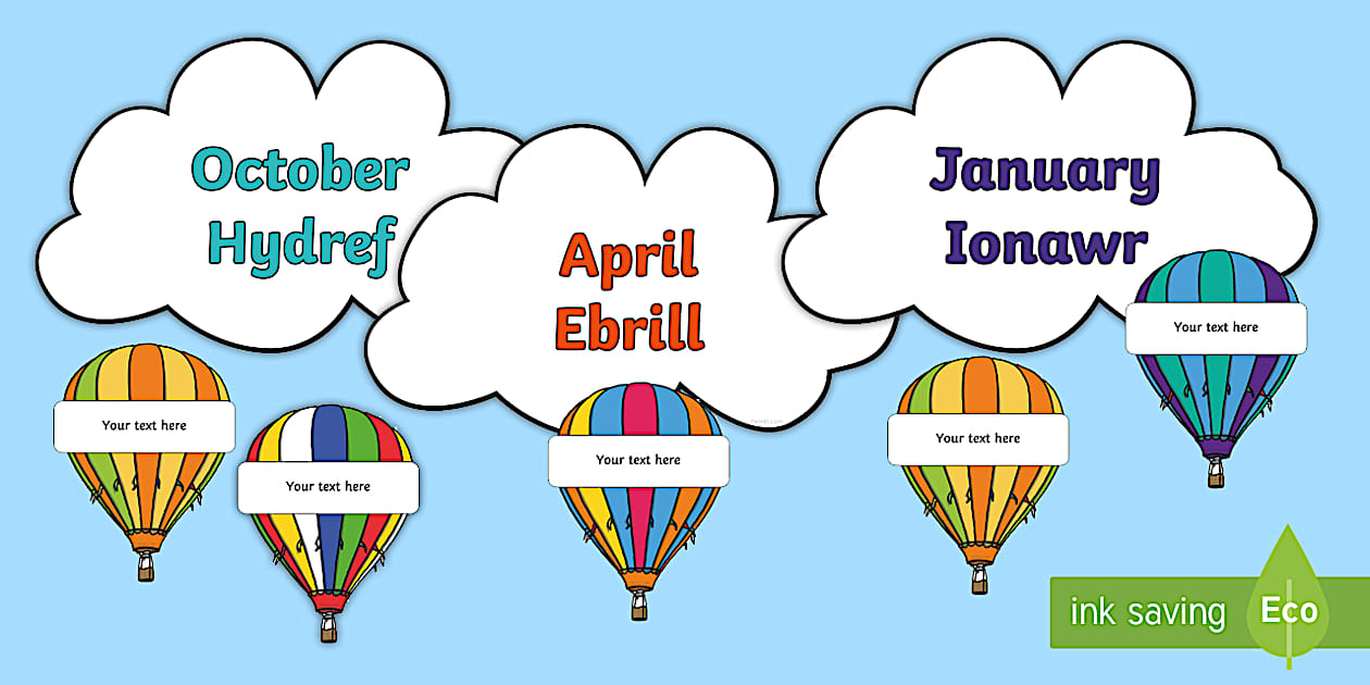 Editable Hot Air Balloons Welsh Birthday Display Pack