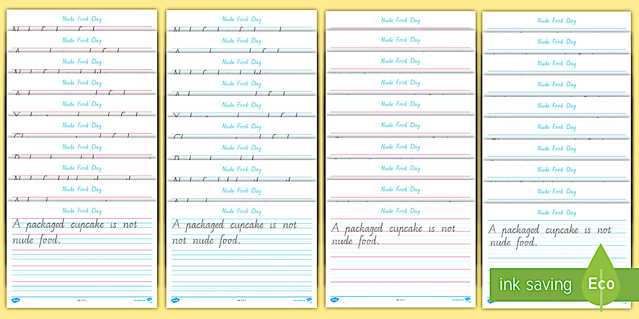 Tas Nude Food Day Handwriting Year Worksheet Twinkl