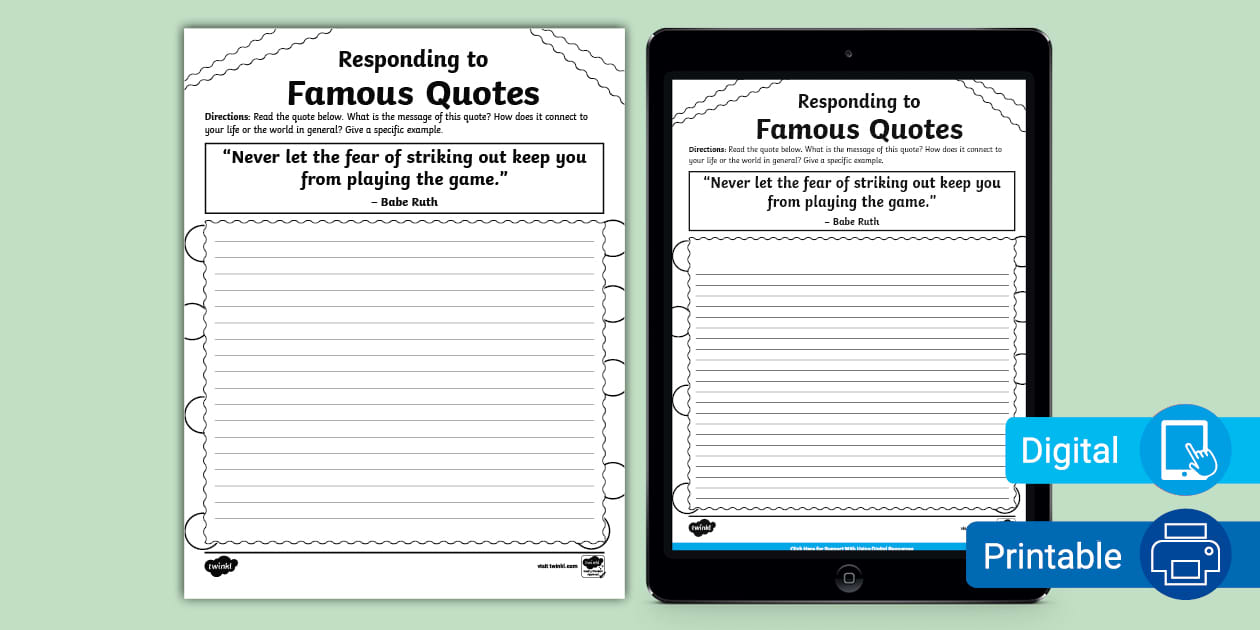 Responding To Famous Quotes For Th Th Grade Babe Ruth