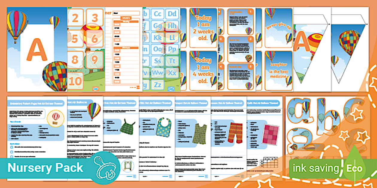 Free Hot Air Balloons Nursery Pack Teacher Made