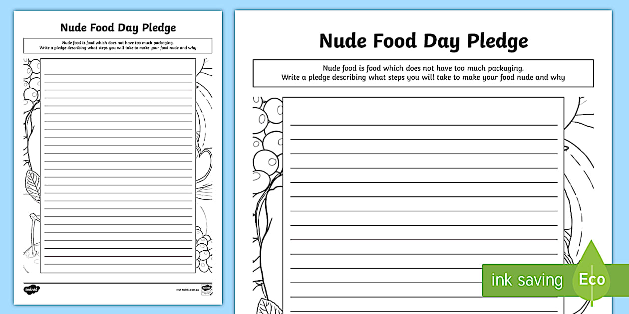 Nude Food Pledge Years Worksheet Worksheet Twinkl