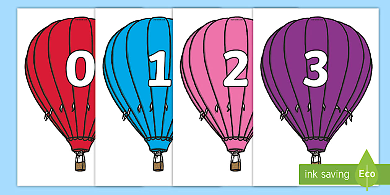 Calendar Numbers On Hot Air Balloons Plain Twinkl