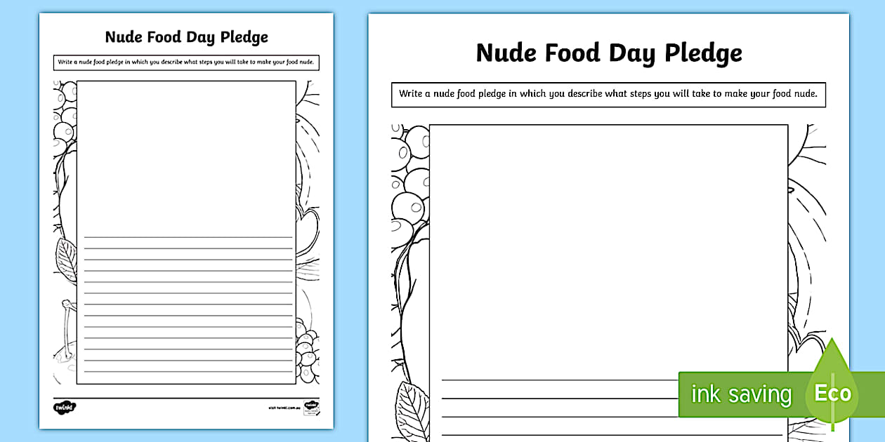 Nude Food Pledge Years Worksheet Worksheet Twinkl
