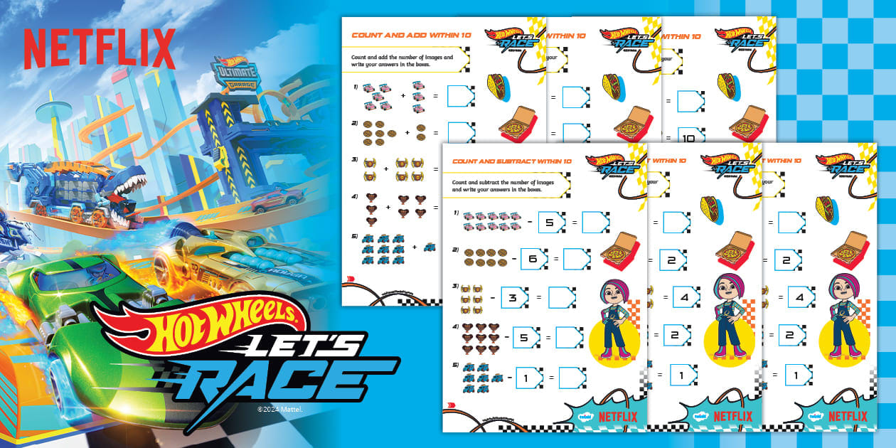 Hot Wheels Count And Add Subtract Within Activity Sheets