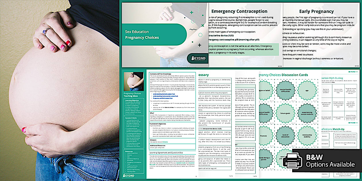 Pregnancy Choices Lesson Pack Sex Education Beyond