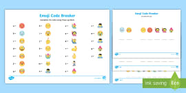 Emoji Crack The Secret Code Maths Worksheets Ks Twinkl