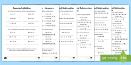 Multiplication As Repeated Addition Worksheet Math Twinkl