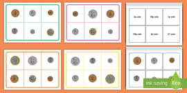 British Money Coin Recognition Matching Bingo Game