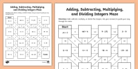 Seventh Grade Integer Operations Activity Worksheet Twinkl