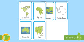 Paquete De Mapas Los Continentes Con Nombres Teacher Made