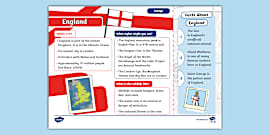 England Fact Cards Facts About England Teacher Made