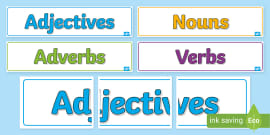 Verb Adverb And Adjective Cut Outs Teacher Made Twinkl