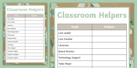 Editable Muted Rainbow Classroom Helpers Sign Teacher Made