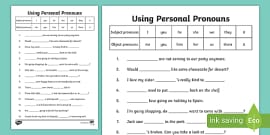 Using Personal Pronouns I Or Me Worksheet Teacher Made