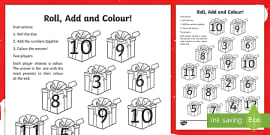 Christmas Aistear Roll And Colour Worksheet Teacher Made