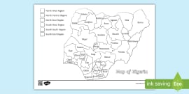 Labelled Map Of Nigeria Hecho Por Educadores Twinkl