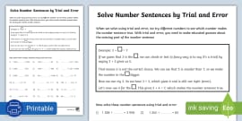 Match The Number Sentences Activity Sheet Teacher Made