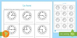 Ficha De Actividad Decir La Hora En Punto Y Media