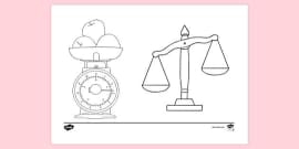 Free Weighing Scales Colouring Sheet Teacher Made