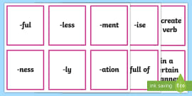 Suffix Word Cards Suffix Word List Teacher Made