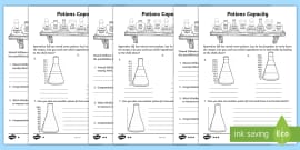 Junior Potions Capacity Worksheet Worksheet Pack Twinkl