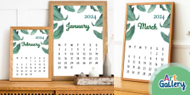 Botanical Themed Month At A Glance Calendar