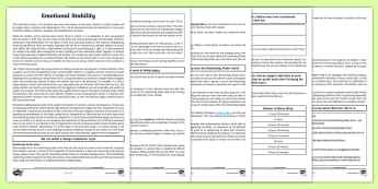 Emotional Stability Pupil Resilience Toolkit Twinkl