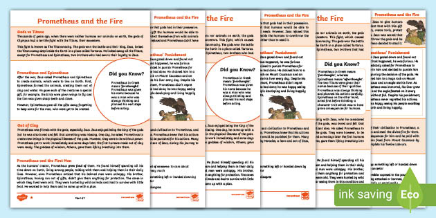 Greek Mythology Prometheus And The Fire Differentiated Reading