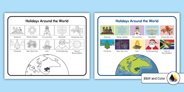 Holidays Around The World Word Mat Teacher Made