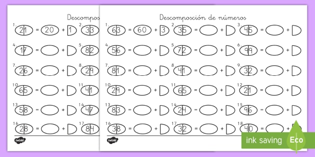 Ficha De Actividad Descomposici N De N Meros Decenas Y Unidades