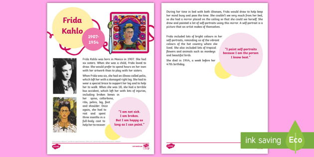 KS1 Frida Kahlo Artist Fact File Teacher Made