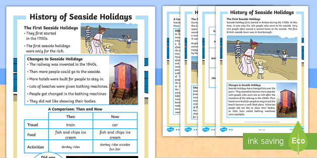 KS1 History Of Seaside Holidays Differentiated Fact File