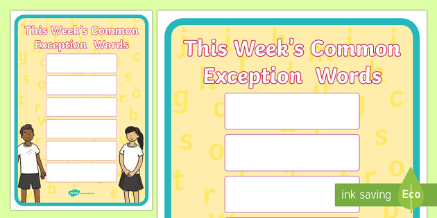 this week's common exception words