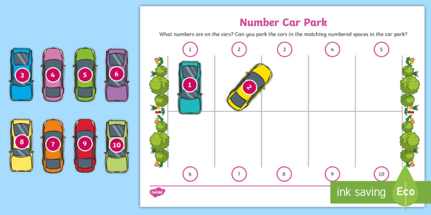 Car Park Numeral Recognition And Matching Activity Sheets