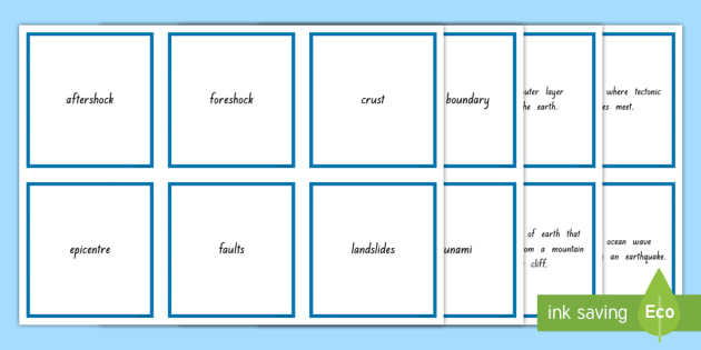 Earthquake Vocabulary Matching Cards Teacher Made