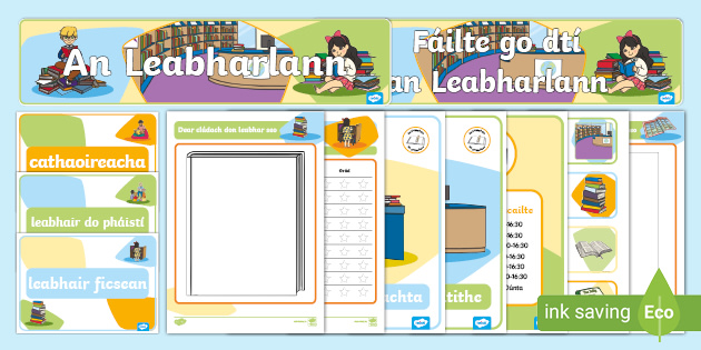 The Library Aistear Display Pack Gaeilge Teacher Made