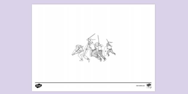 Celtic Warriors Charging Into Battle Colouring Sheets