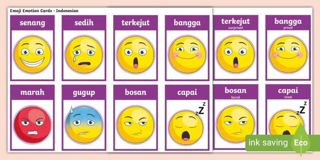 Emoji Emotion Cards Indonesian Teacher Made