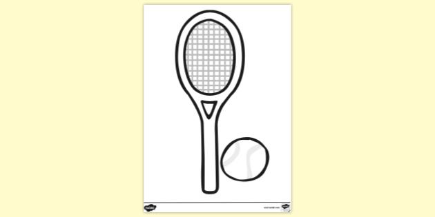 FREE Tennis Racket Template Colouring Resource Twinkl