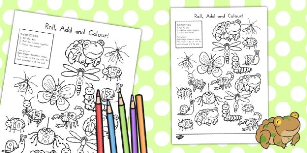 Minibeast Cute Roll And Color Worksheet Teacher Made