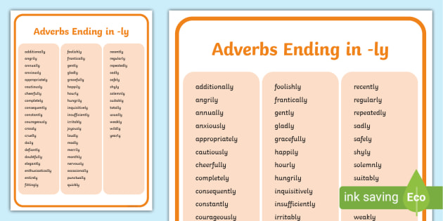 Adverbs Ending In Ly Word Mat Teacher Made