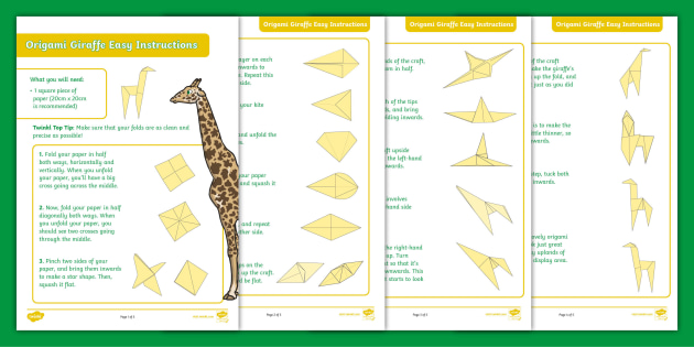 FREE Origami Giraffe Easy Instructions Teacher Made