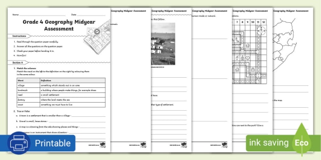 Grade 4 Geography Assessment Midyear Test South Africa