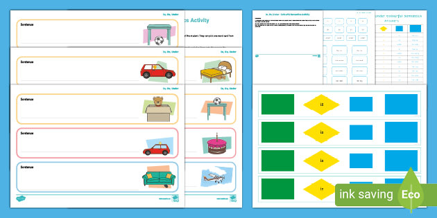 In On Under Colourful Semantics Activity Teacher Made