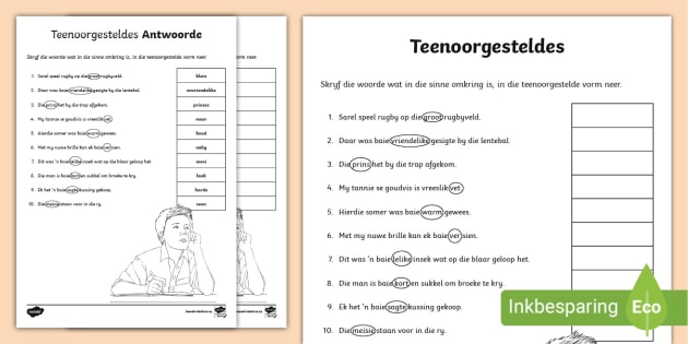 Teenoorgesteldes Aktiwiteit Teacher Made