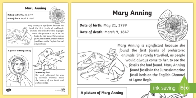 Mary Anning Fact File Primary Resources Teacher Made